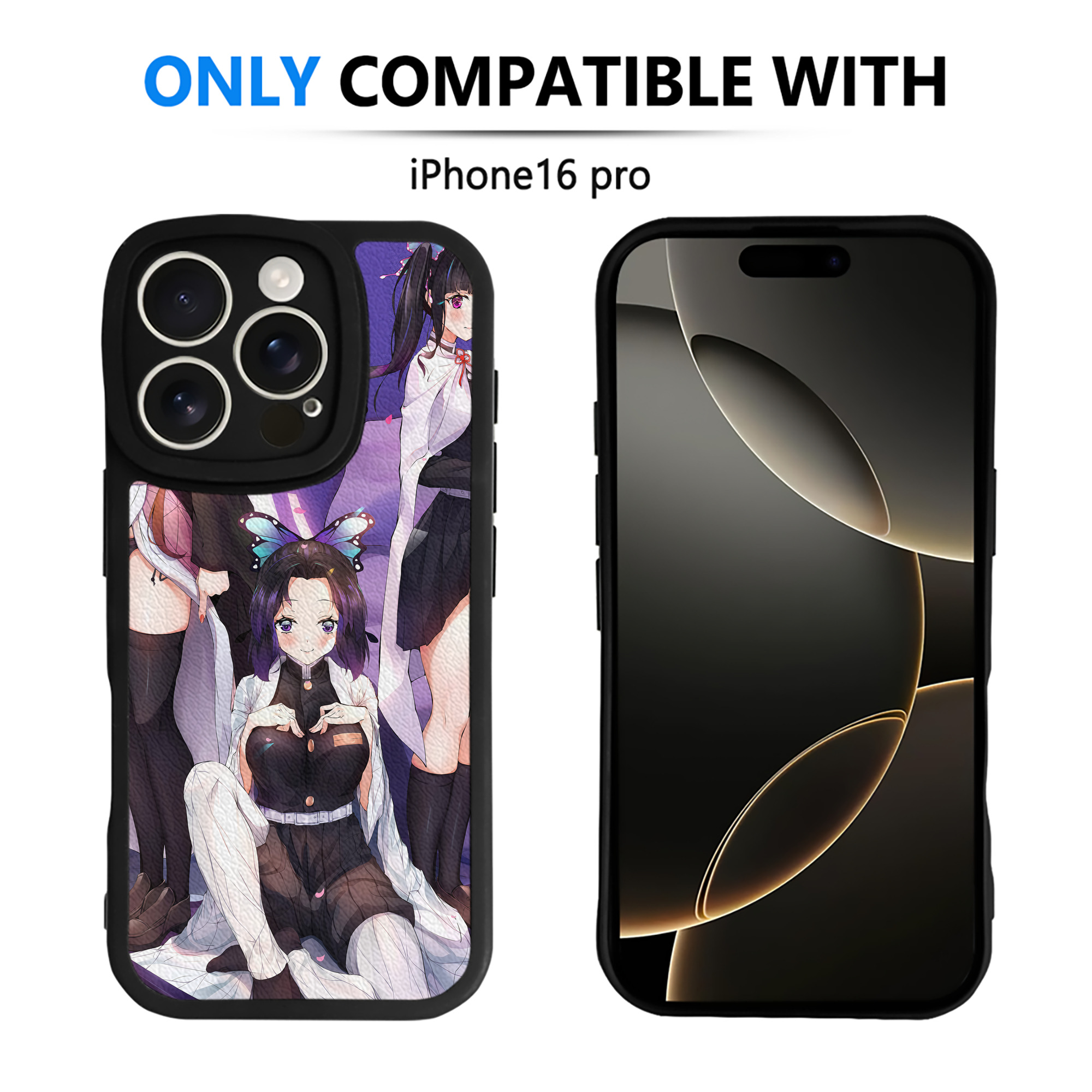 （画像用） 鬼滅の刃（きめつのやいば）竈門 禰󠄀豆子／かまど ねずこ Kamado Nezuko 【iPhone 16シリーズ対応】シリコンスマホケース（レザー調） 材質：シリコン